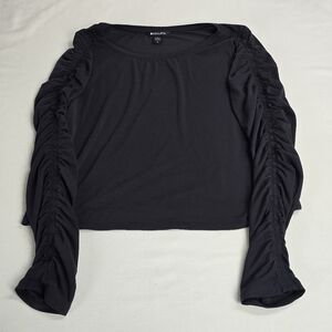 Athleta Ruched Sleeve Top Long Sleeve Athletic Yoga Shirt Size Large